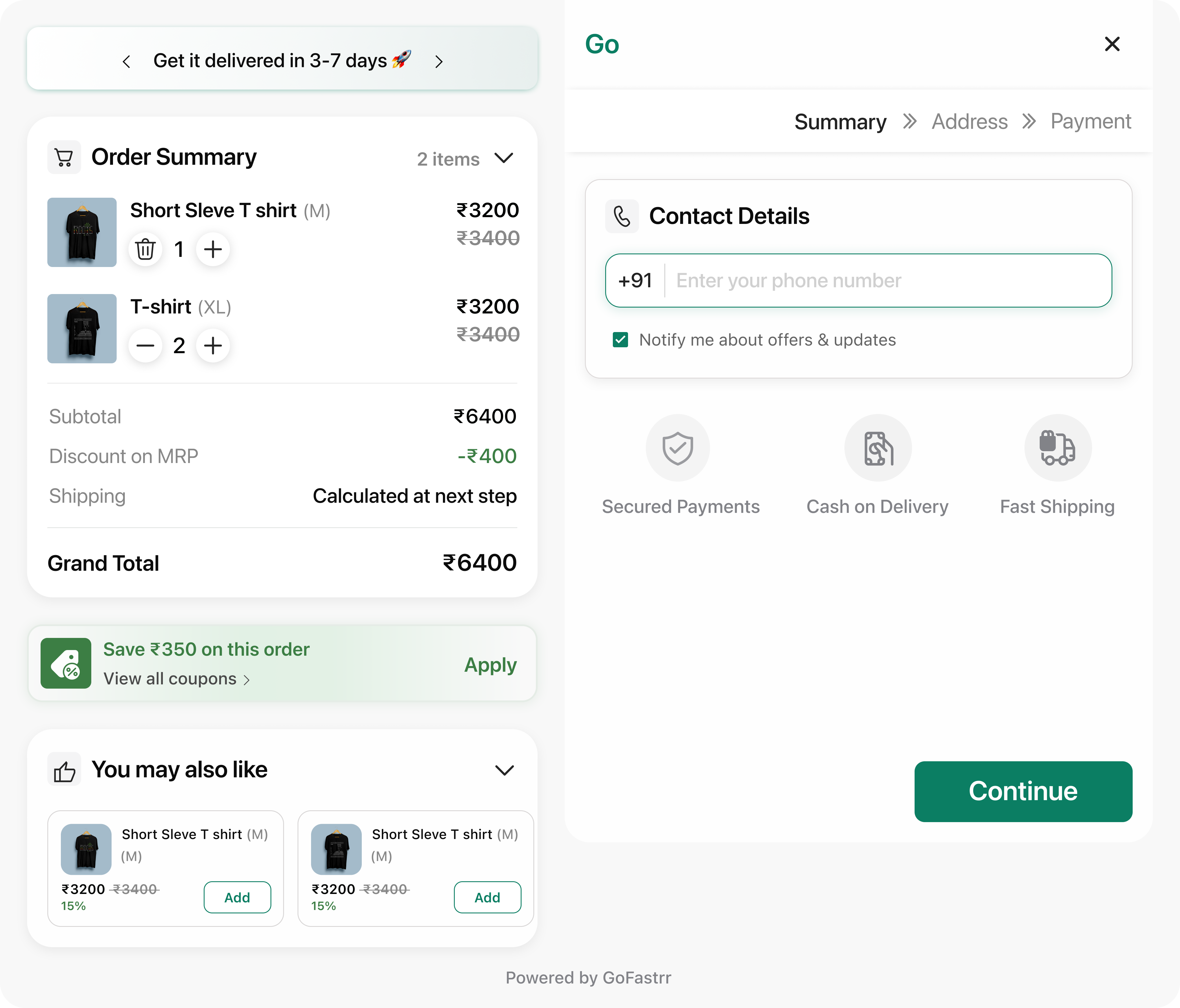 GoFastrr desktop contact entry